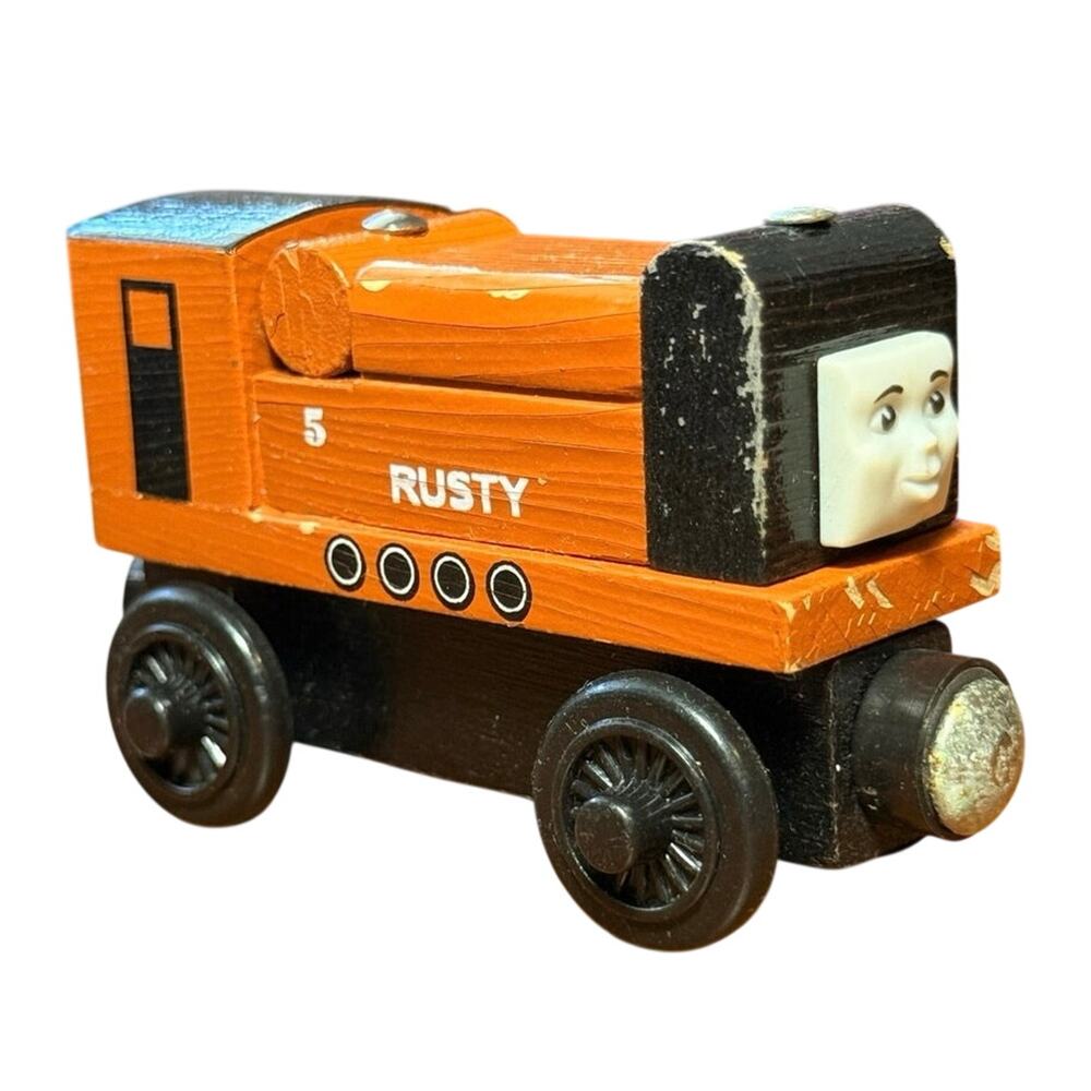 Vintage Thomas Wooden Railway Rusty Orange Diesel Engine 1994 Learning Curve